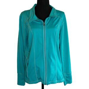 D10 Tangerine Full Zip Teal Activewear Jacket, Exposed Seam, XL, Pre-owned